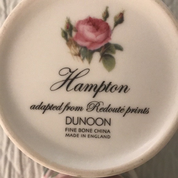 Pair Dunoon Hampton Pink Yellow Roses Adapted from Redouté Prints China … - Picture 3 of 14